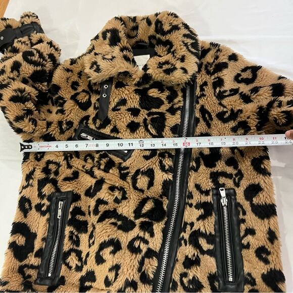 Anthropologie Avec Les Filles Faux Fur Teddy Biker Full Zip Jacket Coat Size L - Picture 14 of 14